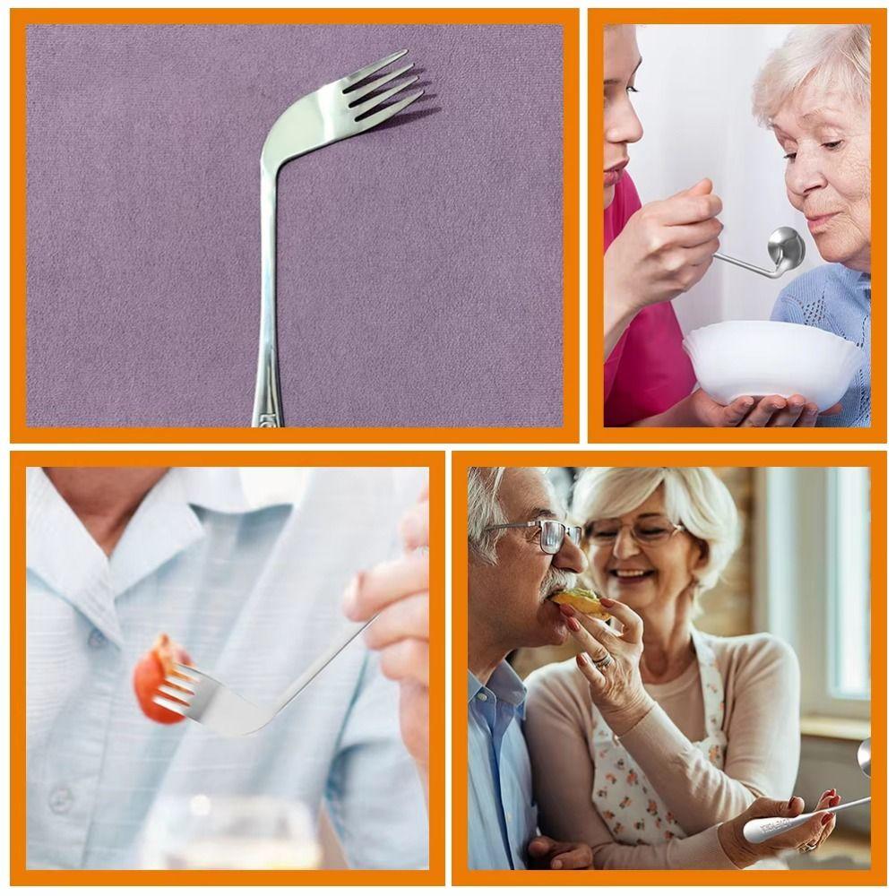 Angled Curved Spoon Fork Elderly Patients Feeding Aid Tableware Self Feeding Utensil Self Feeding