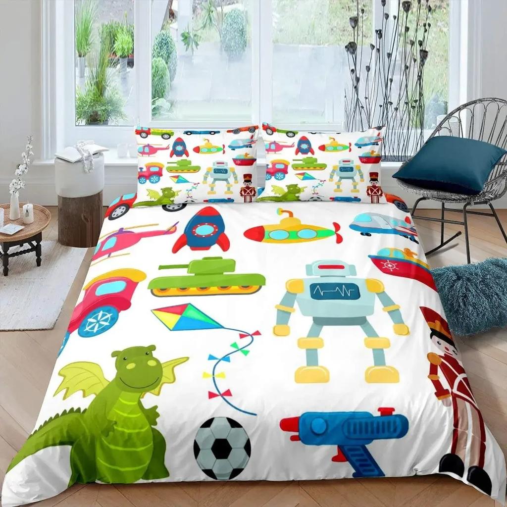 Комплект постельного белья «Ракета» King Size, комплект постельного белья «Космический корабль», микрофибра, космический корабль, звезды, планета, мультяшный стиль, пододеяльник