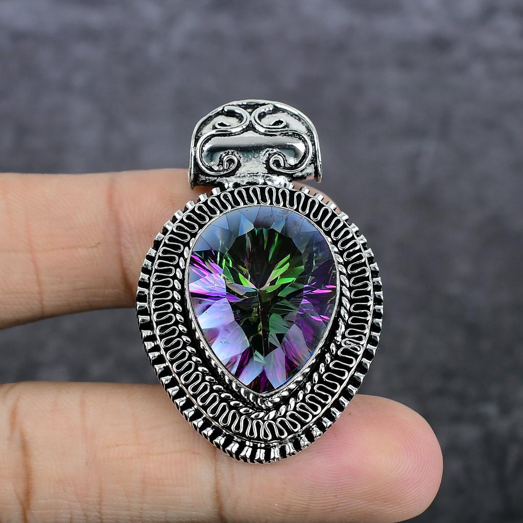 Подвеска из серебра 925 пробы с натуральным мистическим топазом 1,97 дюйма F2L36