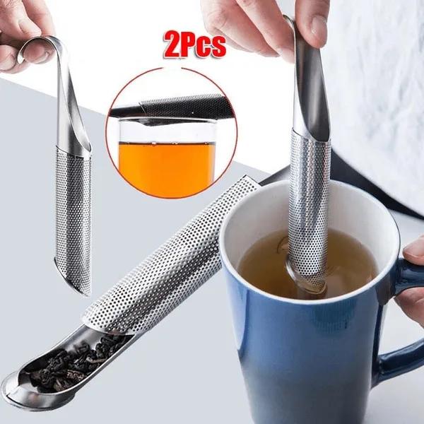 3 шт. ситечко для чая, заварочная трубка из нержавеющей стали, дизайн сенсорного держателя, инструмент, чайная ложка, фильтр для заварки, многоразовые ситечки для чая