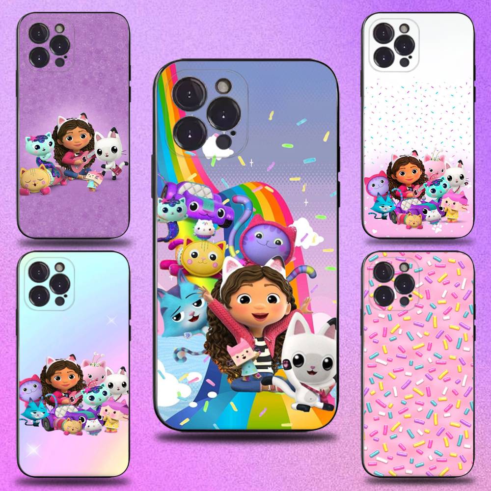 G-Gabbys Dollhouse Милый чехол для телефона для iPhone 16,15,14,13,12,11 Plus,Pro Max,XS,X,XR,SE,Mini,8,7,Мягкий силиконовый черный чехол