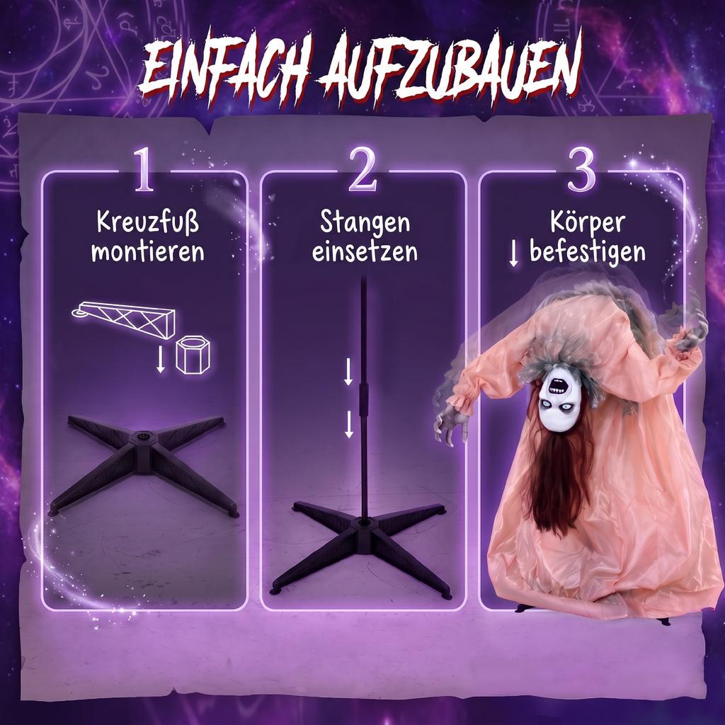 Animated Halloween Ghost, Halloween Animatronics with Creepy Screams, Glowing Eyes, Sound/Touch Activated