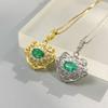 Natural Emerald Pendant Necklace in 925 Sterling Silver for Women May Birthstone Fine Jewelry