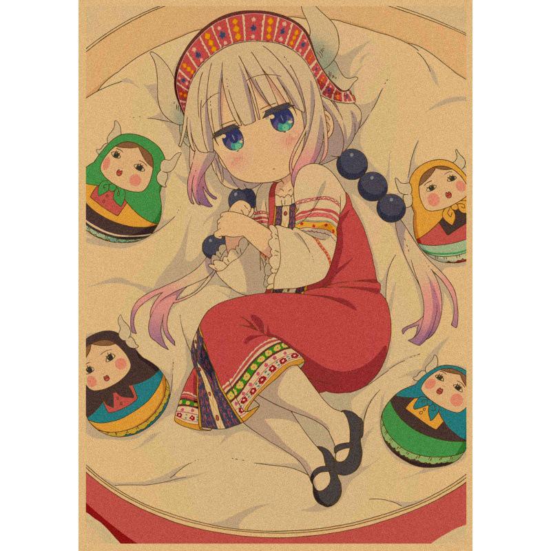 Бесплатная доставка Аниме-постер: Ретро Настенное Искусство «Дракон-Горничная из Дома Кобаяси»