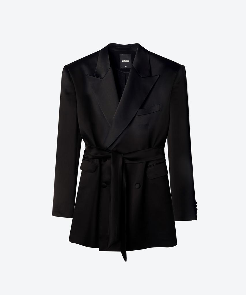 Untage Satin Oversized Double Jacket [Black(Unisex)]_Uth-Fb55