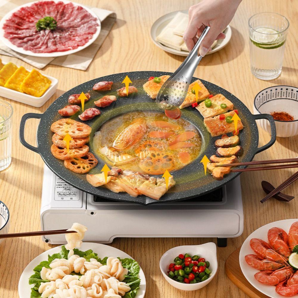 Aluminum Zinc Zinc Alloy Deep Baking Tray Thicken Frying Pan with Handles Multifunctional Griddle Pan  BBQ