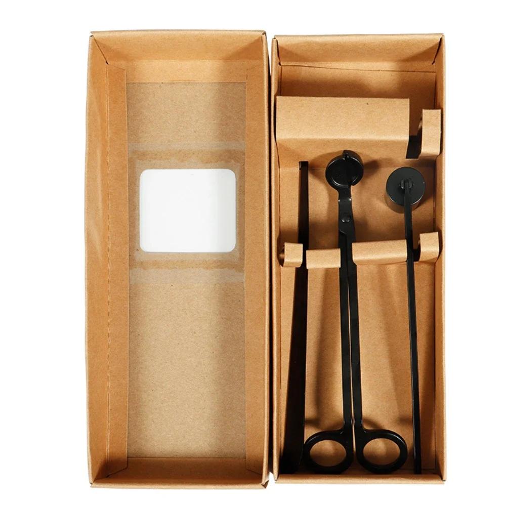 Набор аксессуаров для свечей 3-в-1: триммер для фитиля, гаситель, подставка. Нержавеющая сталь. В подарочной коробке. Набор для ухода за свечами. Принадлежности для любителей DIY-свечей.