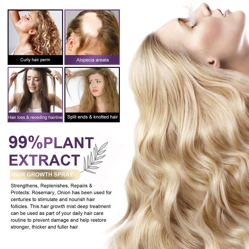 EELHOE Спрей для волос с луком и розмарином, глубоко увлажняющий кожу головы, разглаживающий и блестящий спрей-кондиционер для волос