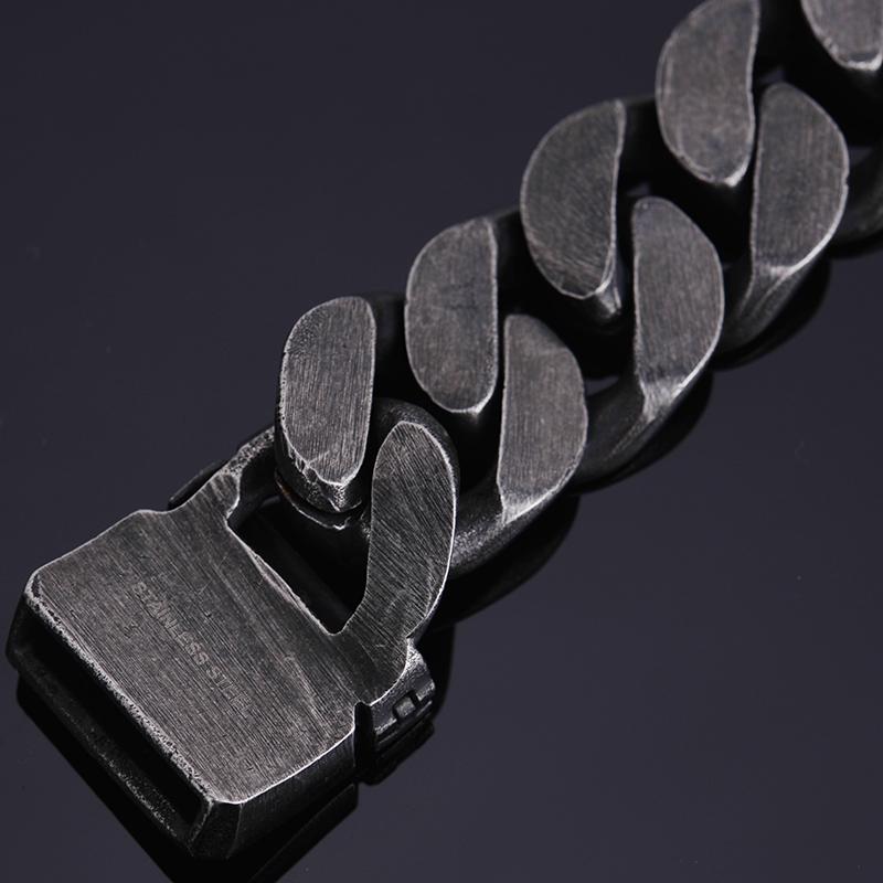 Мужские браслеты дружбы шириной 24 мм, тяжелый черный мужской браслет из нержавеющей стали с пряжкой ремня, звено цепи, металлические украшения