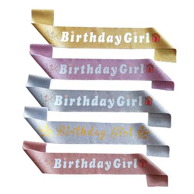 Золотая блестящая лента на день рождения для девочек