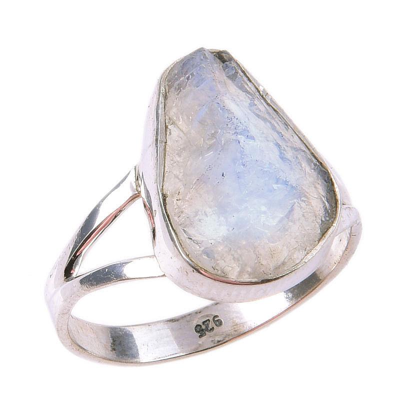 Natural Rainbow Moon Stone Gemstone Handmade 925 Sterling Silver Ring S.10 w4p47