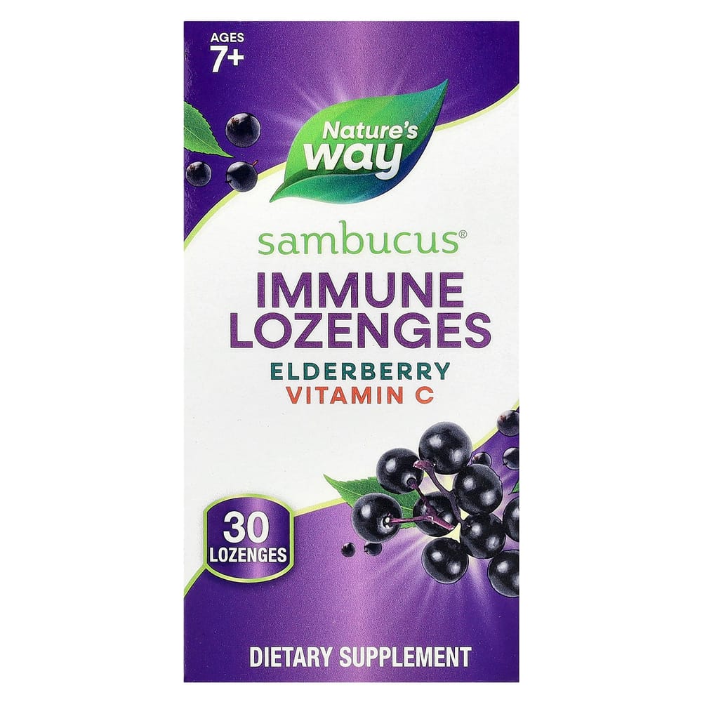 Nature's Way Sambucus Standardized Elderberry with Vitamin C Original Lozenges, 30 Count