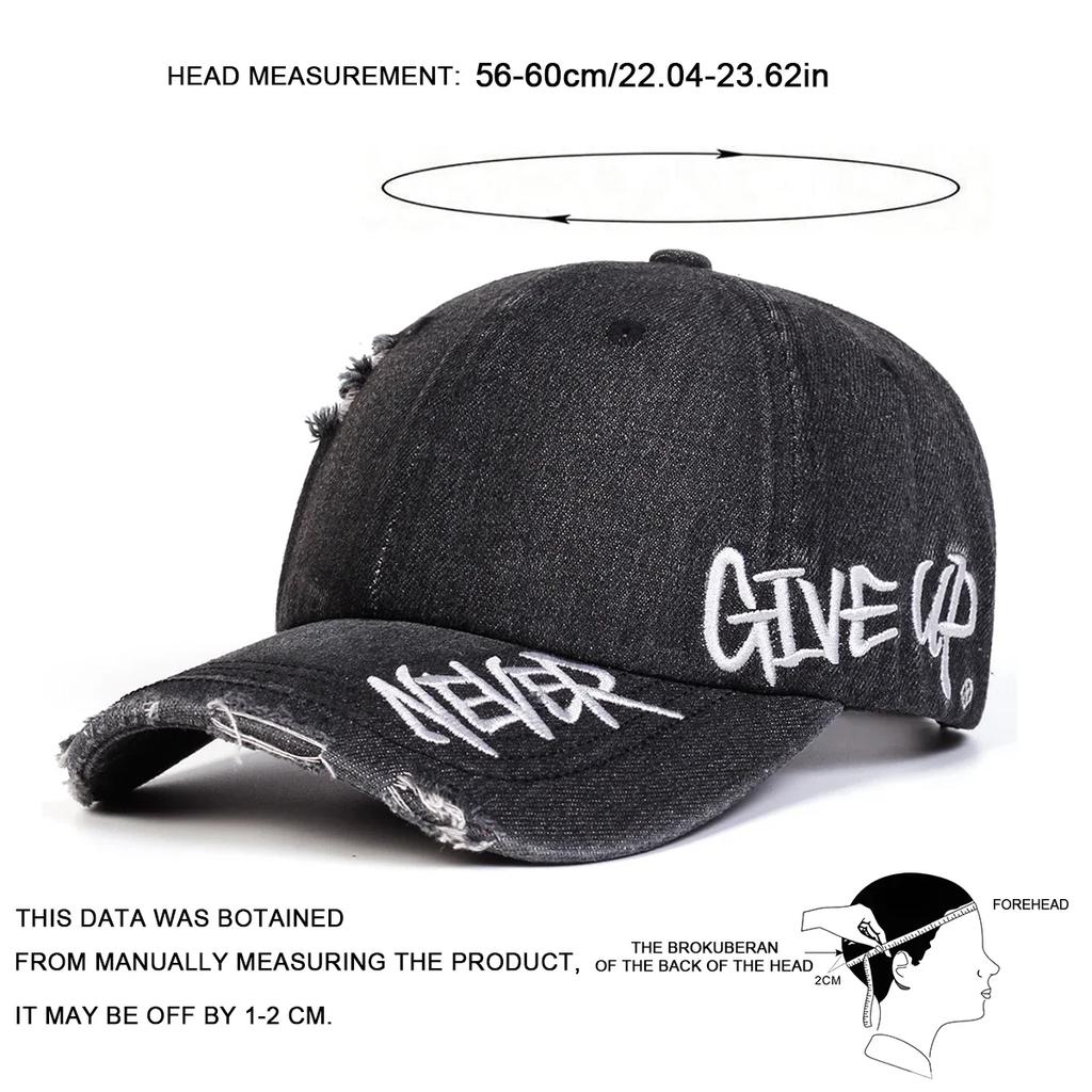 Унисекс Бейсболки с вышивкой букв 'Never Give Up' Весна и Осень Уличные Регулируемые Повседневные Кепки Кепка от солнца Спортивная кепка