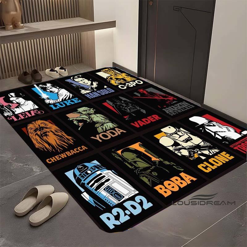 Коврик Star Wars мультяшный, подходит для гостиной, ретро-узор с галактикой, космосом, космическим кораблем, большой нескользящий коврик для прихожей, коврик для ванной, дом