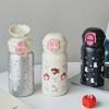 Cute Cartoon Print Double Drink Stainless Steel Thermos Cup with Straw - Portable Pop-Up Cup for Girls and Students