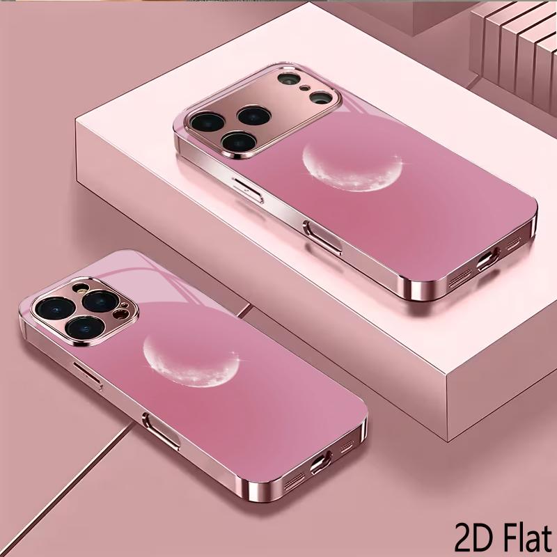 OonGlow 2DFlat Для iPhone17 18 16 15 14 13 12 11 Pro Max XS XR 8 7Plus Чехол для телефона Ударопрочный Защитная задняя крышка