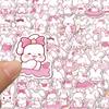 50PCS Kawaii Pink Rabbit Stickers Nostalgia Cute Creative Photocard Home Decoration Wall Sealing Gift Creative Cartoon Sticker