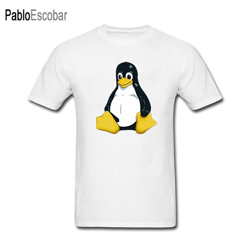 LINUX Забавная футболка для мужчин мужская хлопковая футболка Натуральный хлопок Черный пингвин летний брендовый топ футболки 4XL 5XL