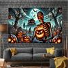 Skull and Pumpkin Night Polyester Background Fabric - Perfect for birthday parties, multi-functional background