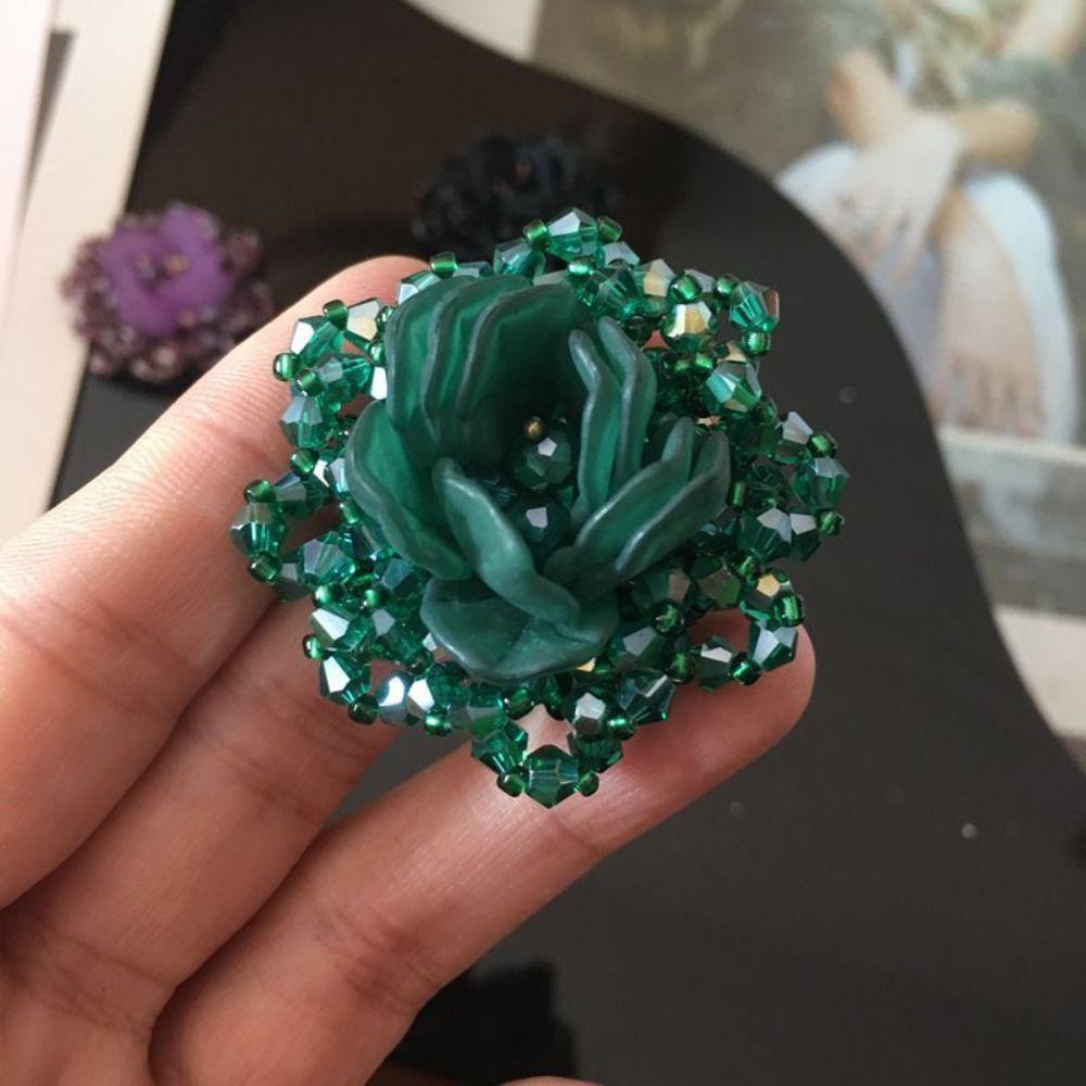 Sweet Rhinestone Beaded Patches Colorful Woven Texture Flower Beaded Sewing Decoration
