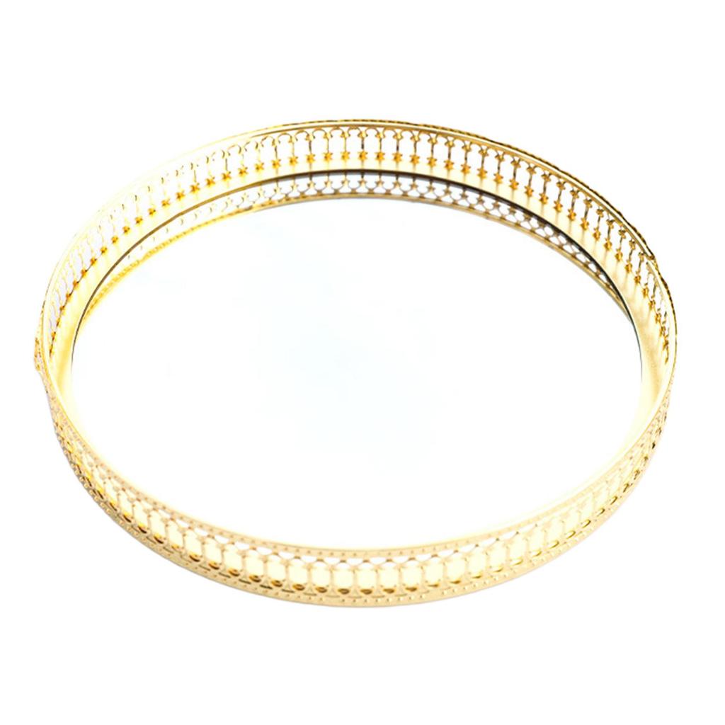 Золотой Металлический Зеркальный Поднос Основа Парфюмерия Ювелирные Изделия Макияж Декоративный Туалетный Поднос