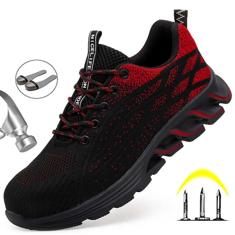 Защитная обувь, мужские рабочие ботинки, обувь со стальным носком, устойчивая к проколам рабочая обувь, дышащие мужские кроссовки, мужская обувь