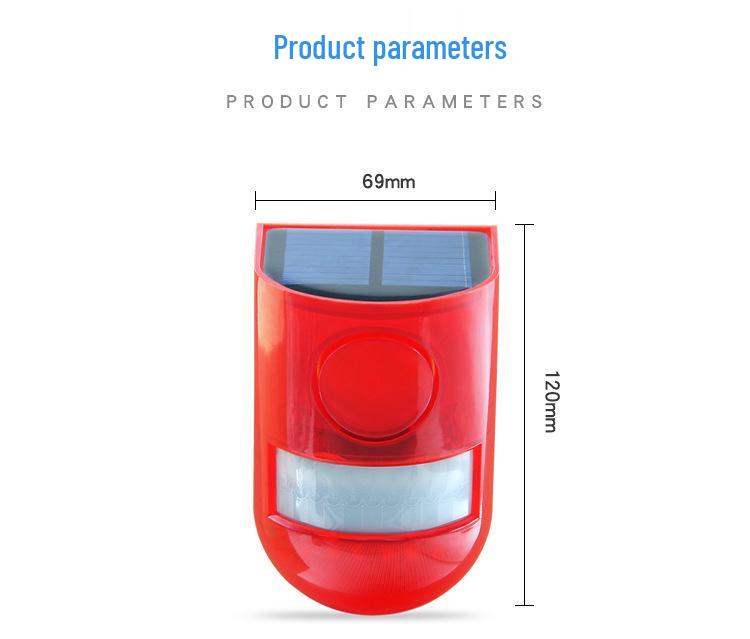 Solar-Powered Wireless Motion Sensor Alarm with Sound and Light for Anti-Theft and Animal Repellent