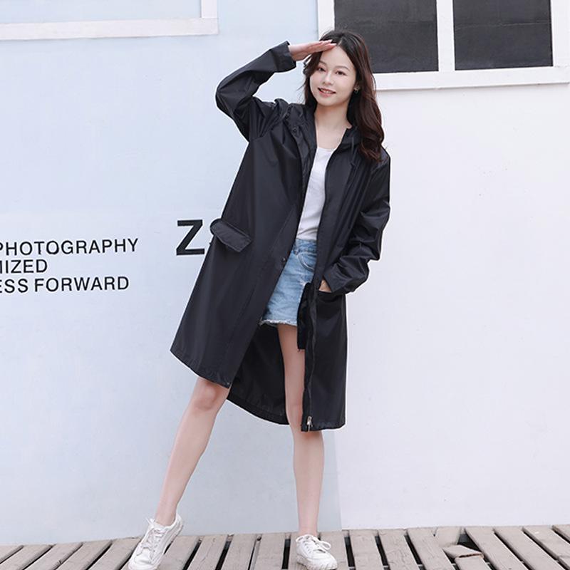 Women's Long-Length Cute Raincoat - Lightweight, Waterproof, Breathable Poncho for Hiking and Japanese Fashion Style.