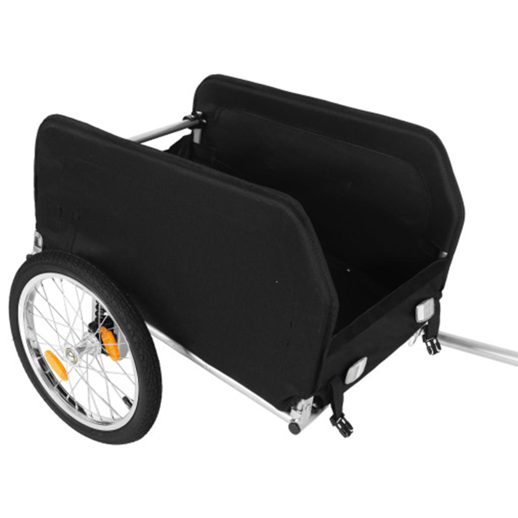 Bicycle Cargo Trailer, Removable Waterproof Cover, 40 kg Capacity, 16-Inch Off-Road Wheels, Foldable Design for Camping and Shopping – Grey/Black