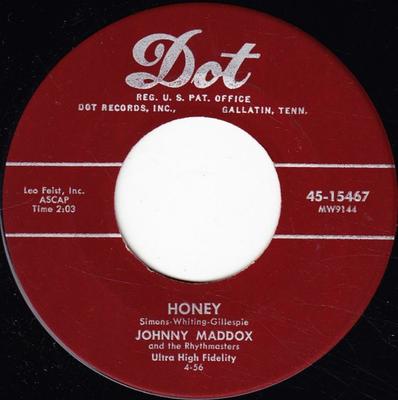 7-дюймовая пластинка ДЖОННИ МЭДДОКС (2) & THE RHYTHMASTER - Honey / Where The Lazy Daisies Grow 4515467 Dot Records 1956 US Джаз Б/У