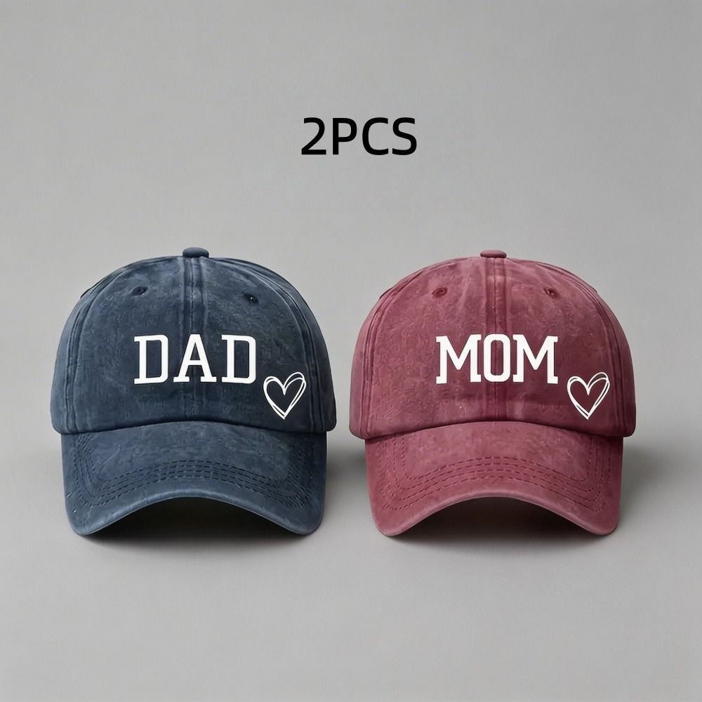 Винтажная бейсболка с принтом DAD MOM Love, стираный хлопок, регулируемая, парная, головные уборы от солнца для мужчин и женщин