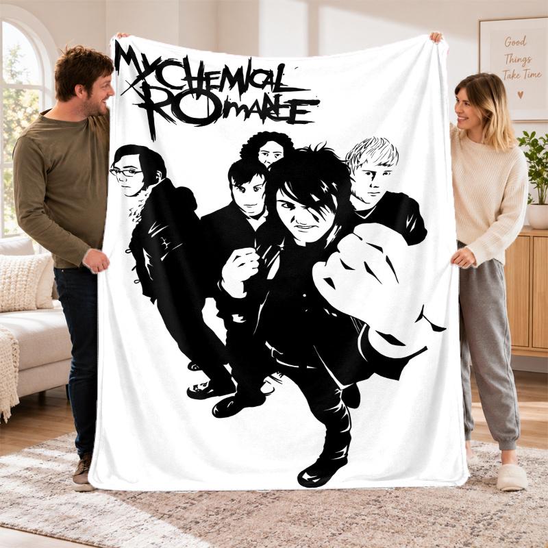 Flannel Fleece Blanket with My Chemical Romance Design, Soft Lightweight Throw for Bed Sofa Travel