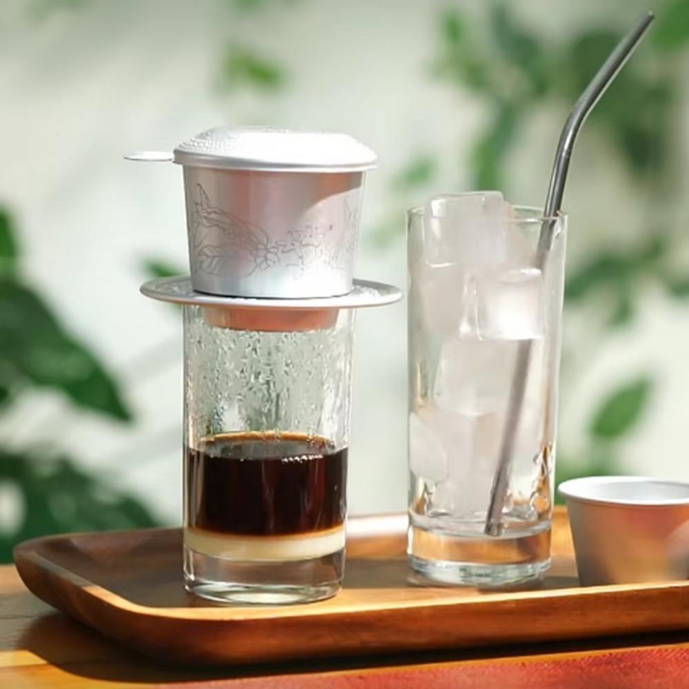 Relief Pattern Vietnamese Coffee Filter Vintage Coffee Making Pot Portable Coffee Drip Cup Office