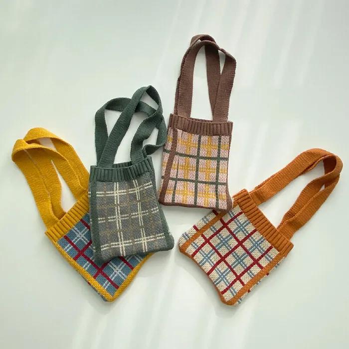 Vintage Retro Check Mini Tote Bag 5 Colors