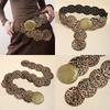 Exaggerated Wide Boho Disc Belt Rivet Carved Buckle Waist Belt Woman Vintage Belt  Dress Decoration