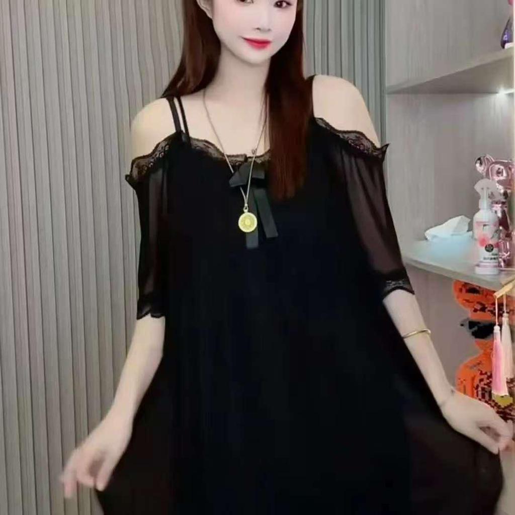 Французский сетчатый летний ночной халат на бретелях для женщин - Сладкая и стильная пижама