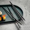 5 Pairs Alloy Laser Engraving Chopsticks Non-Slip Reusable Sushi Sticks