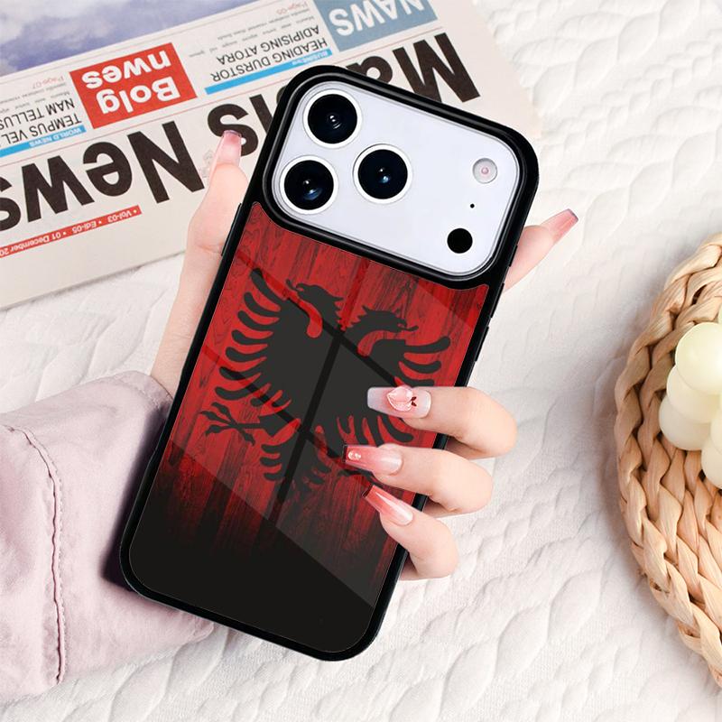 Чехол для телефона с изображением орла и флага Албании для iPhone 17 16e 15 14 13 12 11 Pro Max Air Mini, мягкий защитный чехол