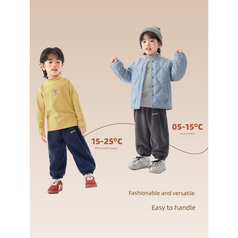 Children's Cheese Strip Basic Boneless Base Shirt, New Autumn and Winter Children's Antibacterial Thermal Top U16745