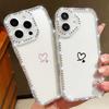 For iPhone 16 Pro Max 16E 15 Pro 14 13 12 11 Case Shell Diamond Frame Love Heart Pattern Shockproof Soft Silicone Clear Anti-Fall Phone Cover