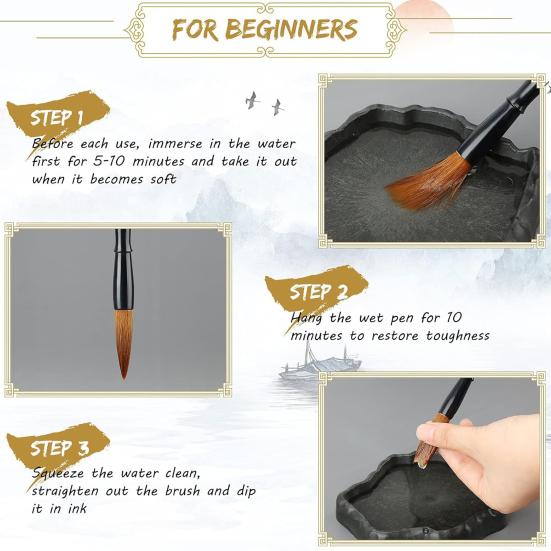 1 комплект, кисть для китайской каллиграфии, удобная ручка, кисти для рисования с бамбуковым держателем ручки для рисования и письма