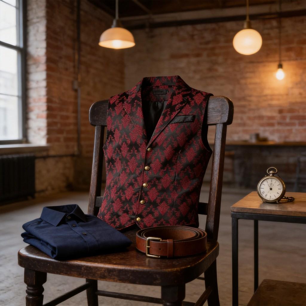 Mens Suit Vest With Jacquard Pattern For Casual Office Wear