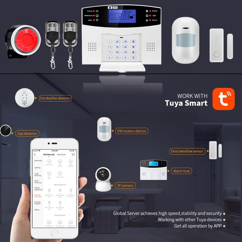 DIY G2BT W7B W9B W3B Alarm Sensor for Home Burglar Security 433MHz WiFi GSM Alarm System Wireless Tuya Smart House App Control