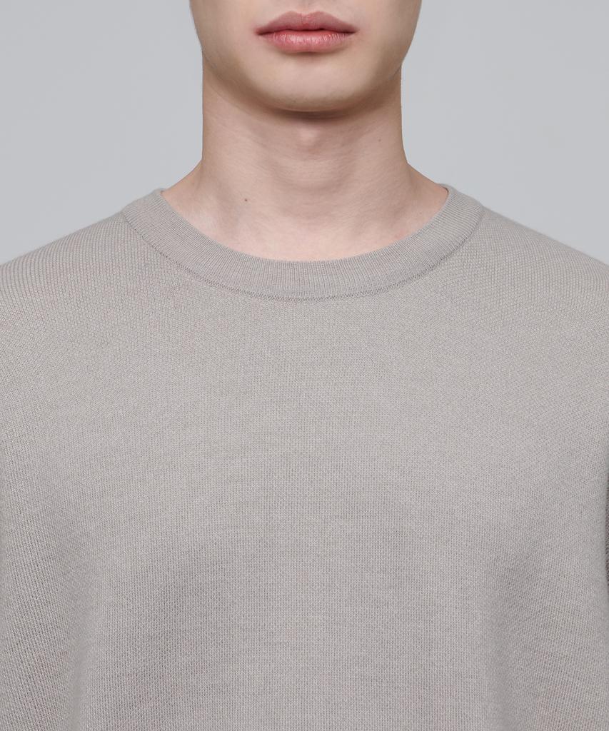 MUSINSA STANDARD Minimal Oversized Crew Neck Knit [Mushroom]