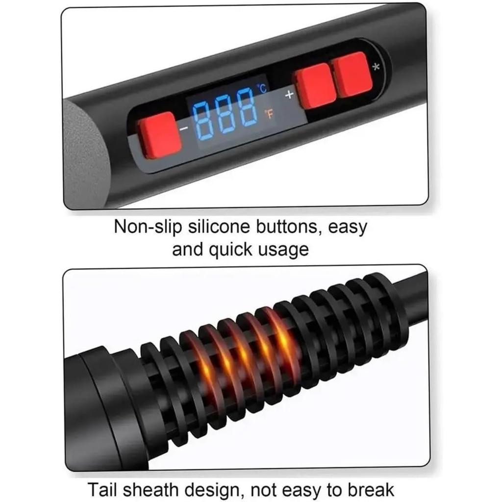 Паяльный набор 80 Вт с ЖК-дисплеем, регулируемая температура 180-480°C, быстрый нагрев, керамический нагреватель, насос для выпаивания, припой, мультиметр