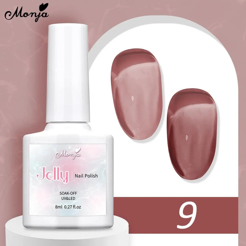 monja 8 мл желейный УФ-гель для ногтей, полупрозрачный ледяной телесный розовый дизайн маникюра, отмачиваемый лак, гибридный лак цвета