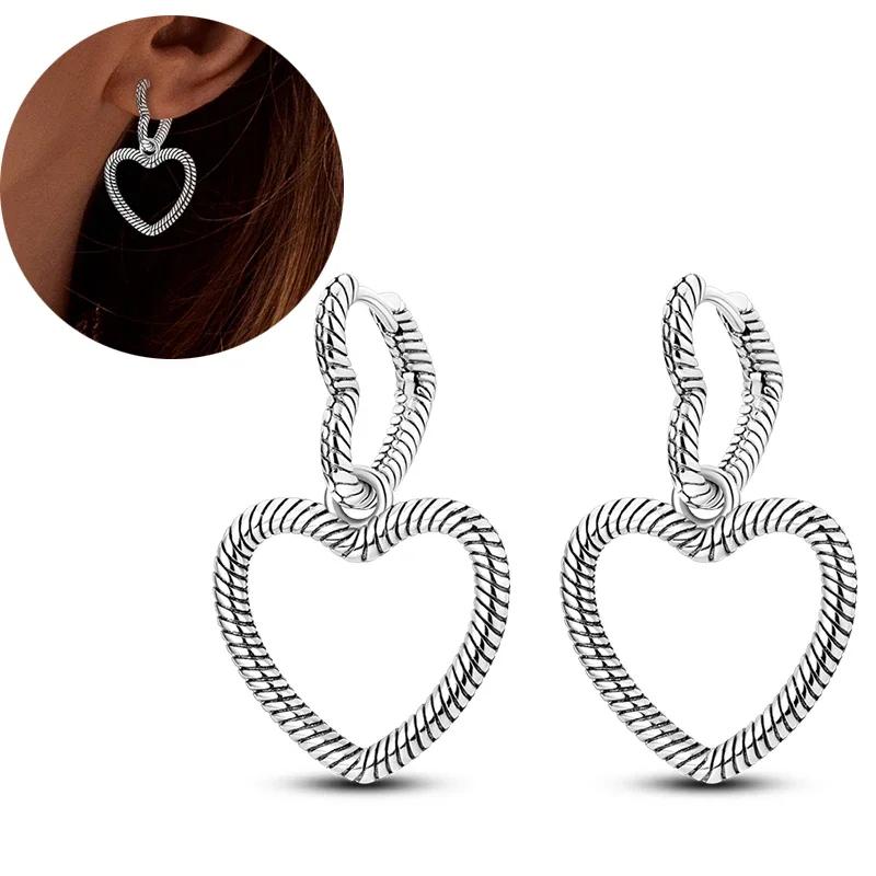 925 Silver Love Feather Moon Star Heart Earrings for Women Girls Charms Hoop Stud Jewelry Gifts