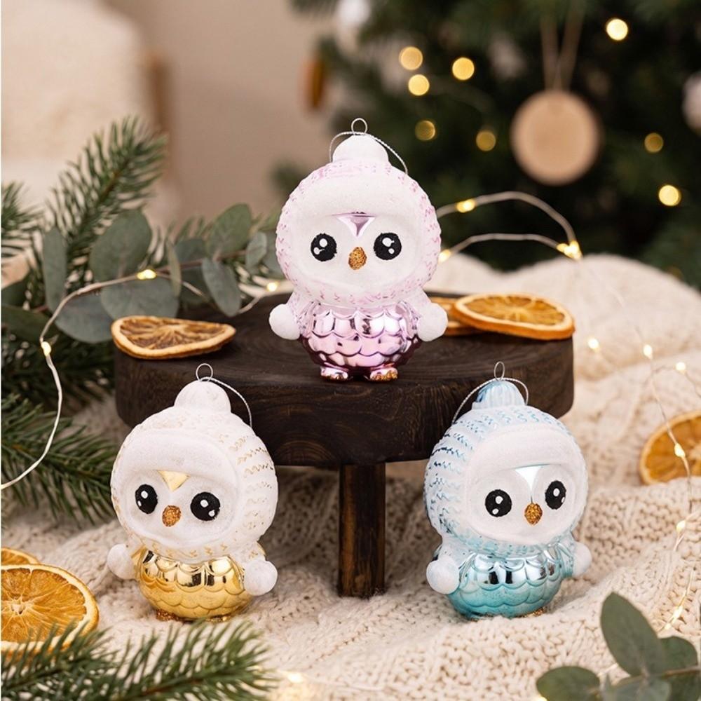 Electroplated Xmas Penguin Reindeer Pendant Plastic Christmas Animal Ornaments Home Holiday Decor