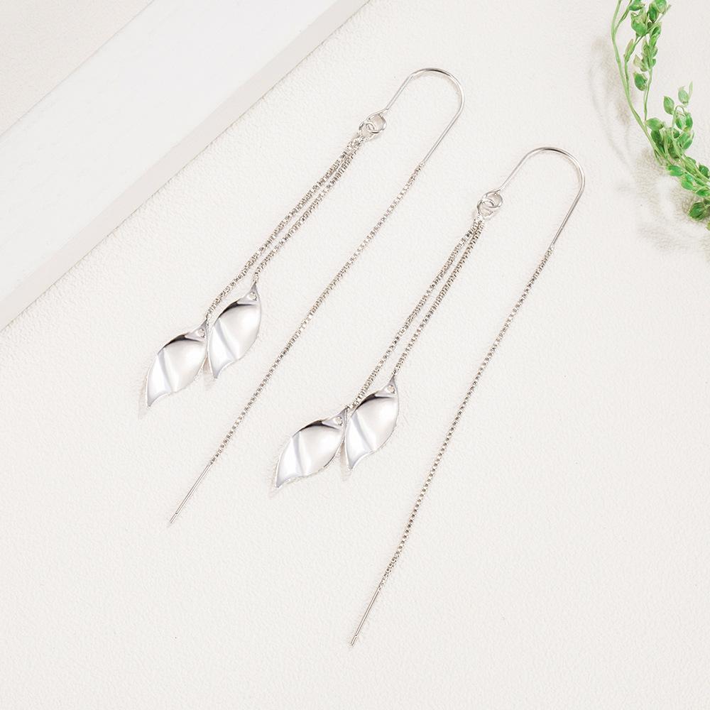 Fashion Blade Tassel Ear Hook Earrings Female Personality Simple Anti-Lost Temperament Mid-Length Leaf Earrings Earrings