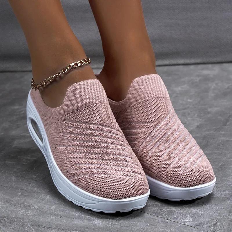MAEDEF Женские повседневные кроссовки Слипоны Мягкие Удобные Дышащие Туфли на платформе Женская мода Универсальная обувь для ходьбы Женская обувь